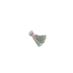 Pompon bicolore avec anneau - gris clair/ rose
