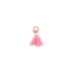 Pompon bicolore 20mm avec anneau - rose/blanc