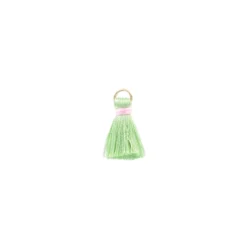 Pompon bicolore 20mm avec anneau - sauge/rose dragée