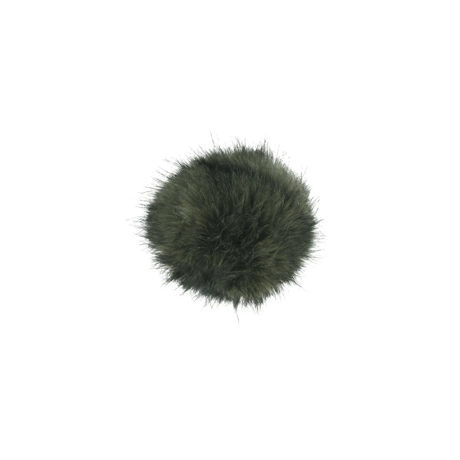 Pompon rond fausse fourrure - olive
