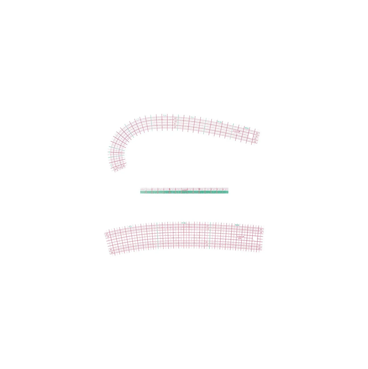 Règles courbes x2 + mini règle de 15cm - Clover