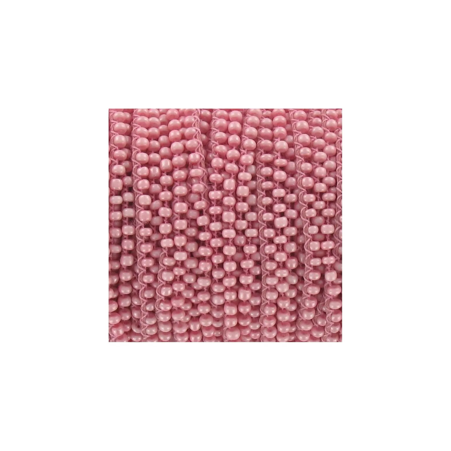 Rocailles verre sur fil Rose dragée