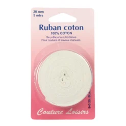 Ruban de coton blanc 20 mm long. 5 m - Couture loisirs