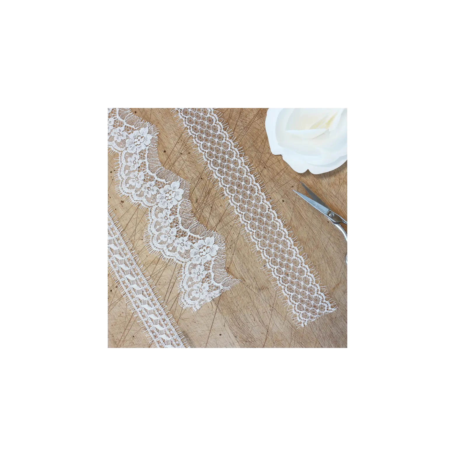 Ruban Dentelle de Calais® Camelia - Ivoire x 50cm