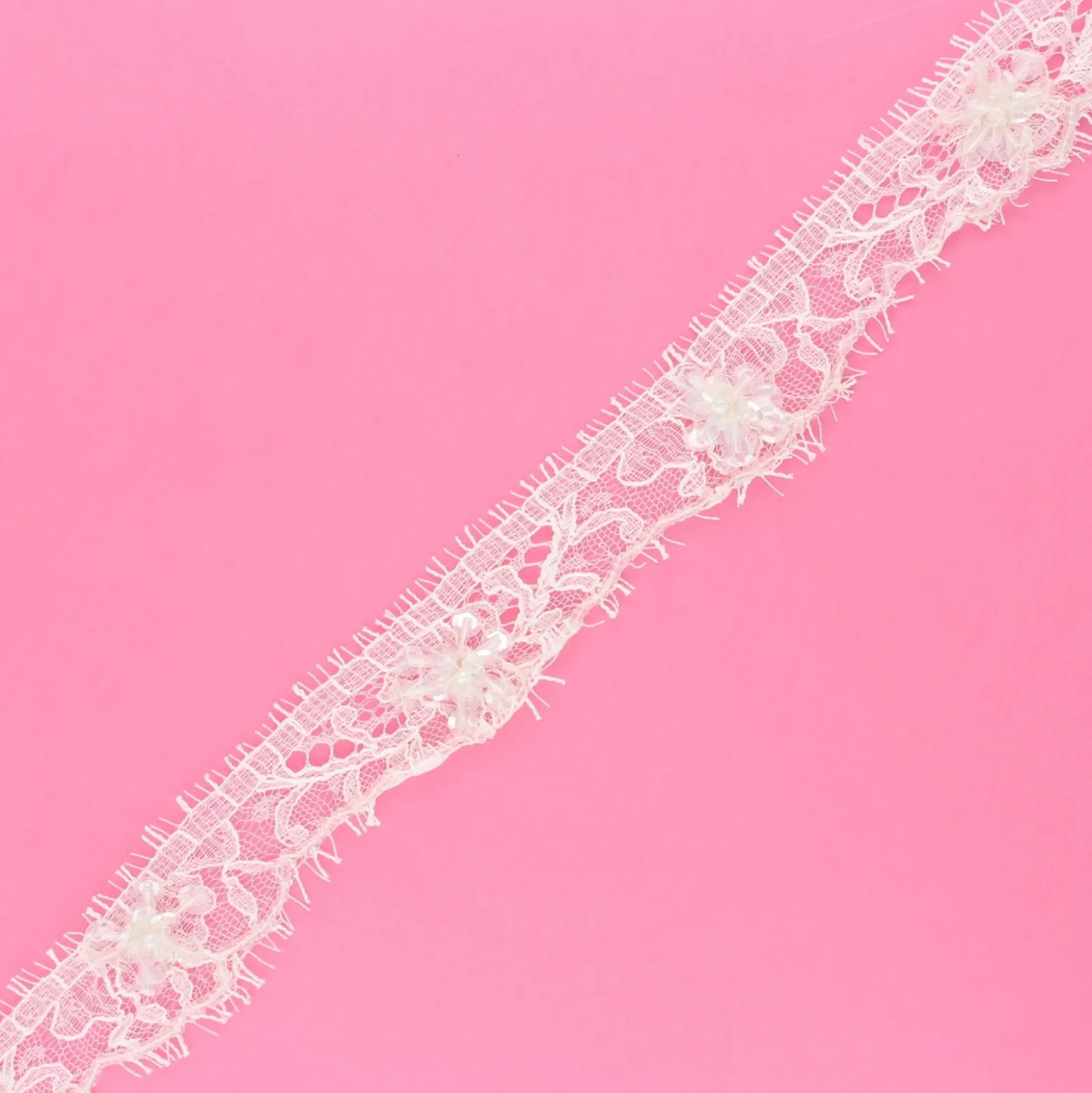 Ruban dentelle de Calais® perlée Mélodie 35 mm - ivoire x 50cm