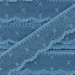 Ruban Dentelle festonnée Point d'esprit - bleu guède