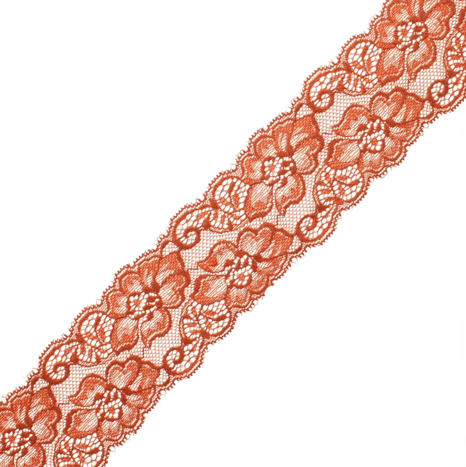 Ruban dentelle élastique Eriya 60 mm - roux