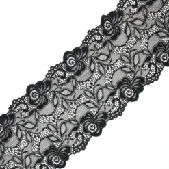Ruban dentelle élastique Laya 150 mm - noir