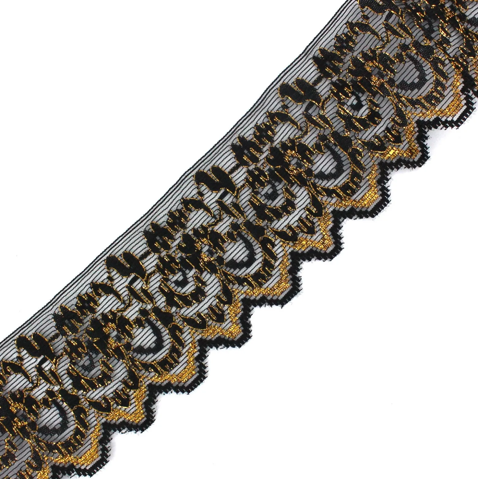 Ruban Dentelle lurex Léane noir/doré