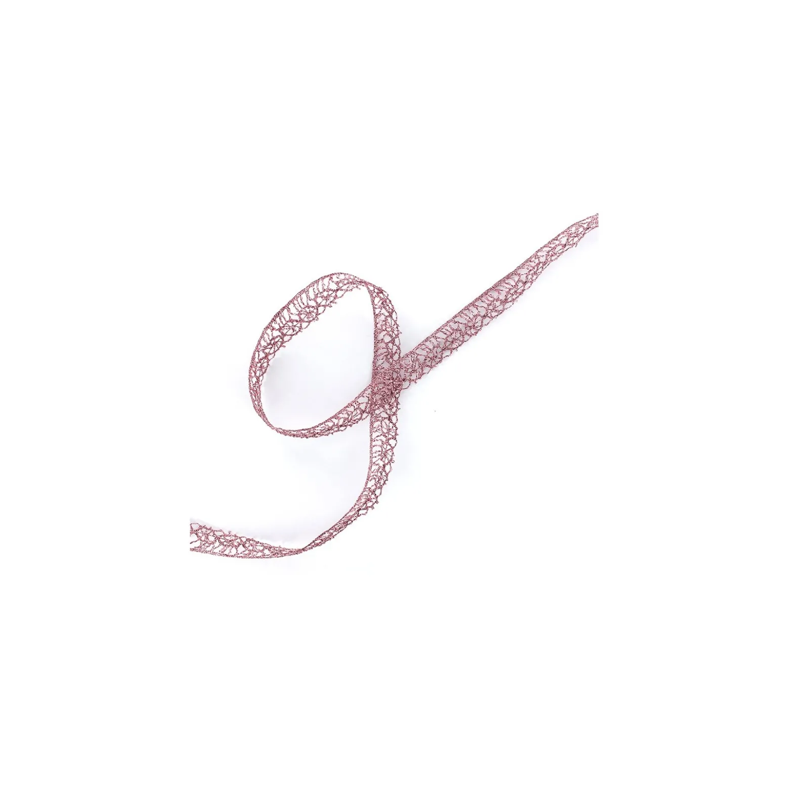 Ruban dentelle lurex 15mm - vieux rose