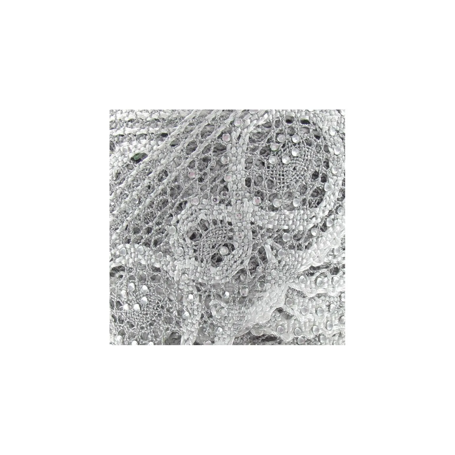 Ruban dentelle lurex strass blanc x50 cm