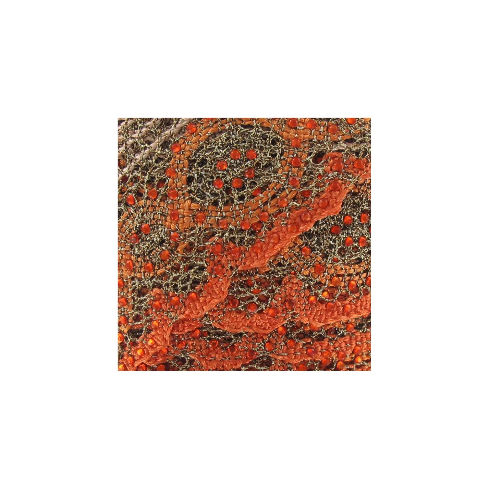 Ruban dentelle lurex strass orange x50cm