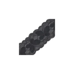 Ruban dentelle papillon élastique gris foncé
