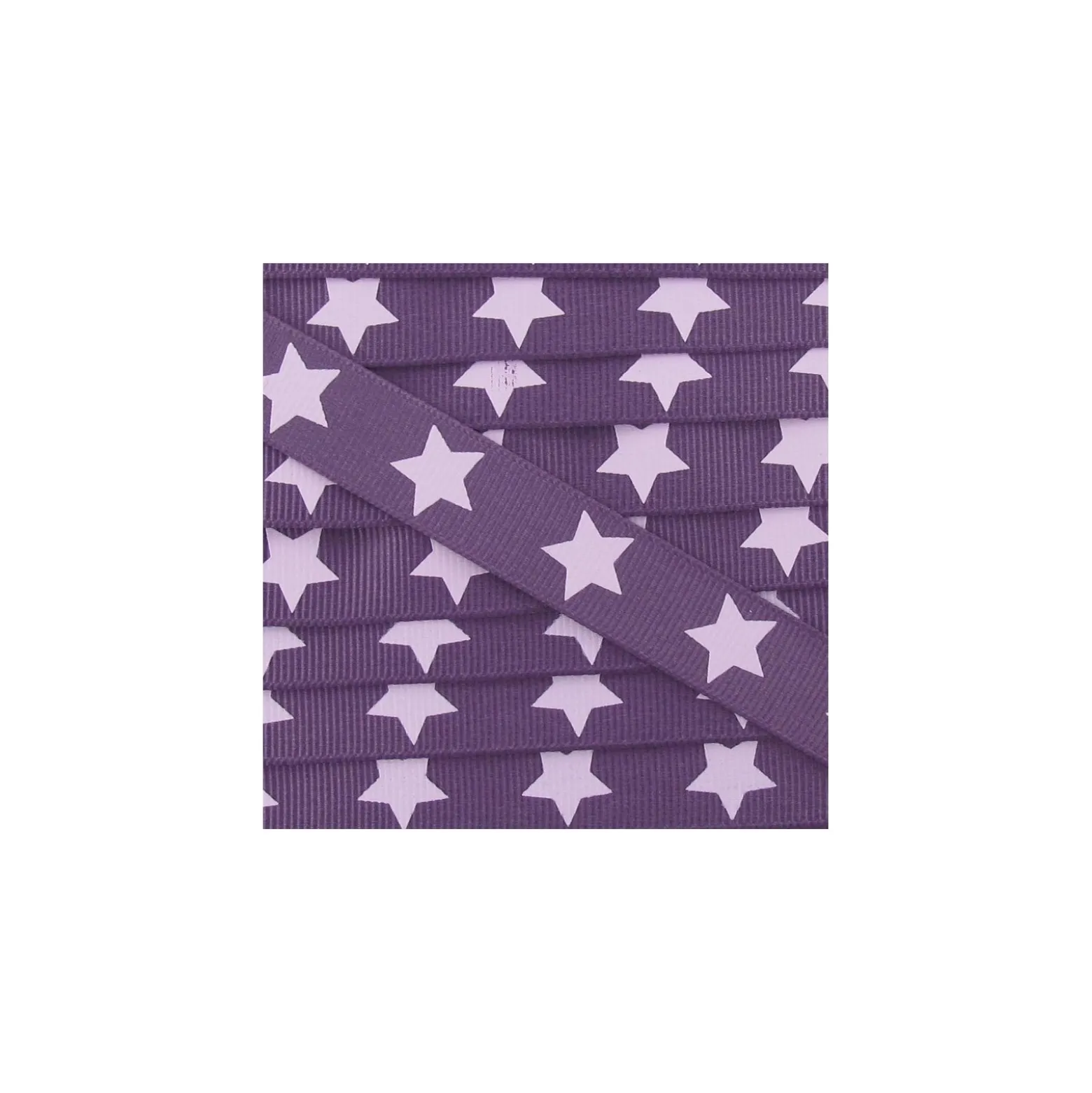 Ruban Froufrou gros grain étoiles violet