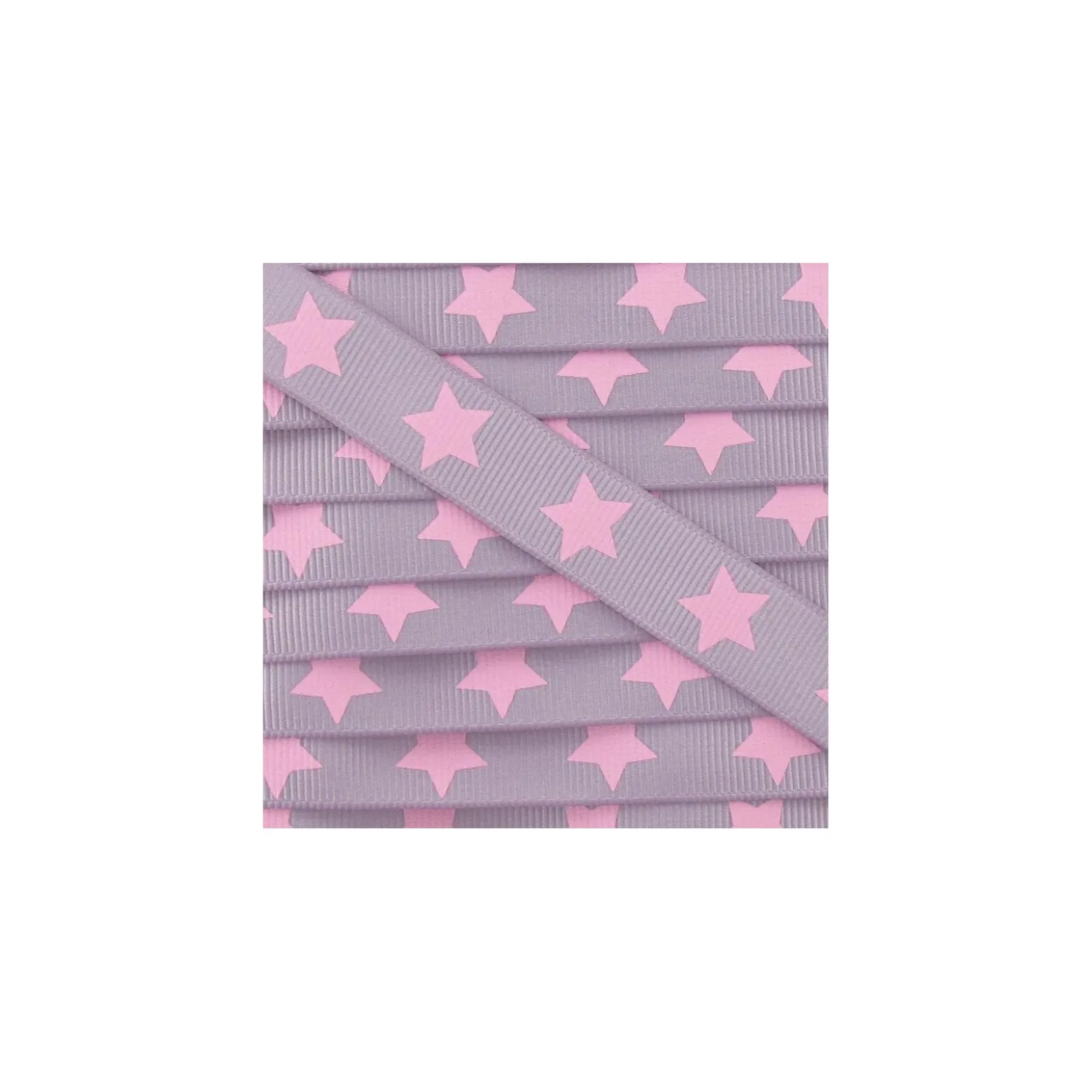 Ruban Froufrou gros grain étoiles rose mauve