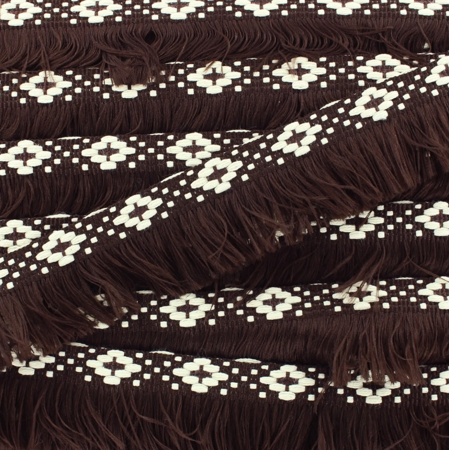 Ruban galon franges Bohème 30mm - marron foncé