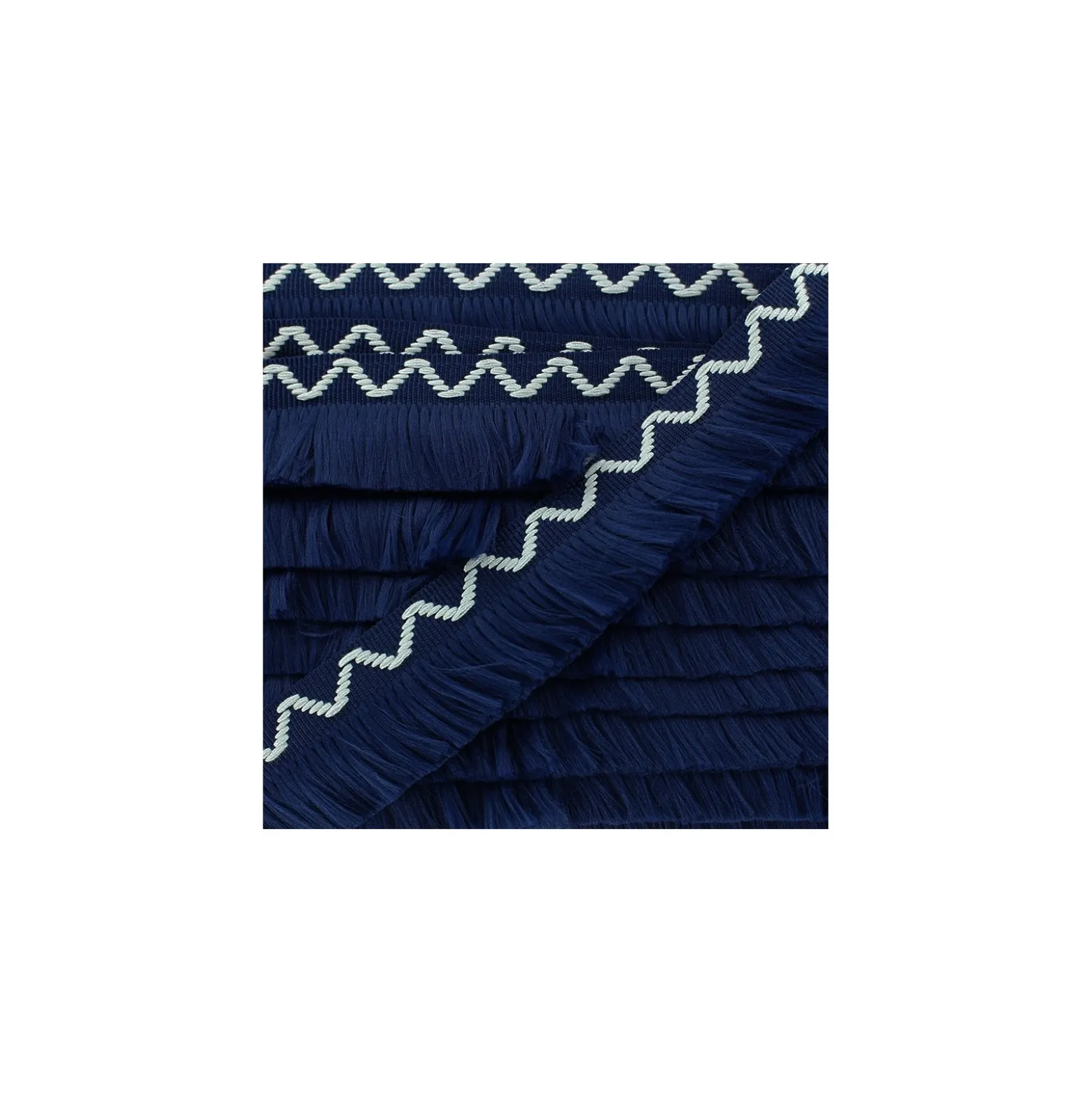 Ruban galon franges Chevron 30mm - marine x 50cm