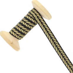 Ruban galon officier métallisé 10 mm - noir / doré au mètre