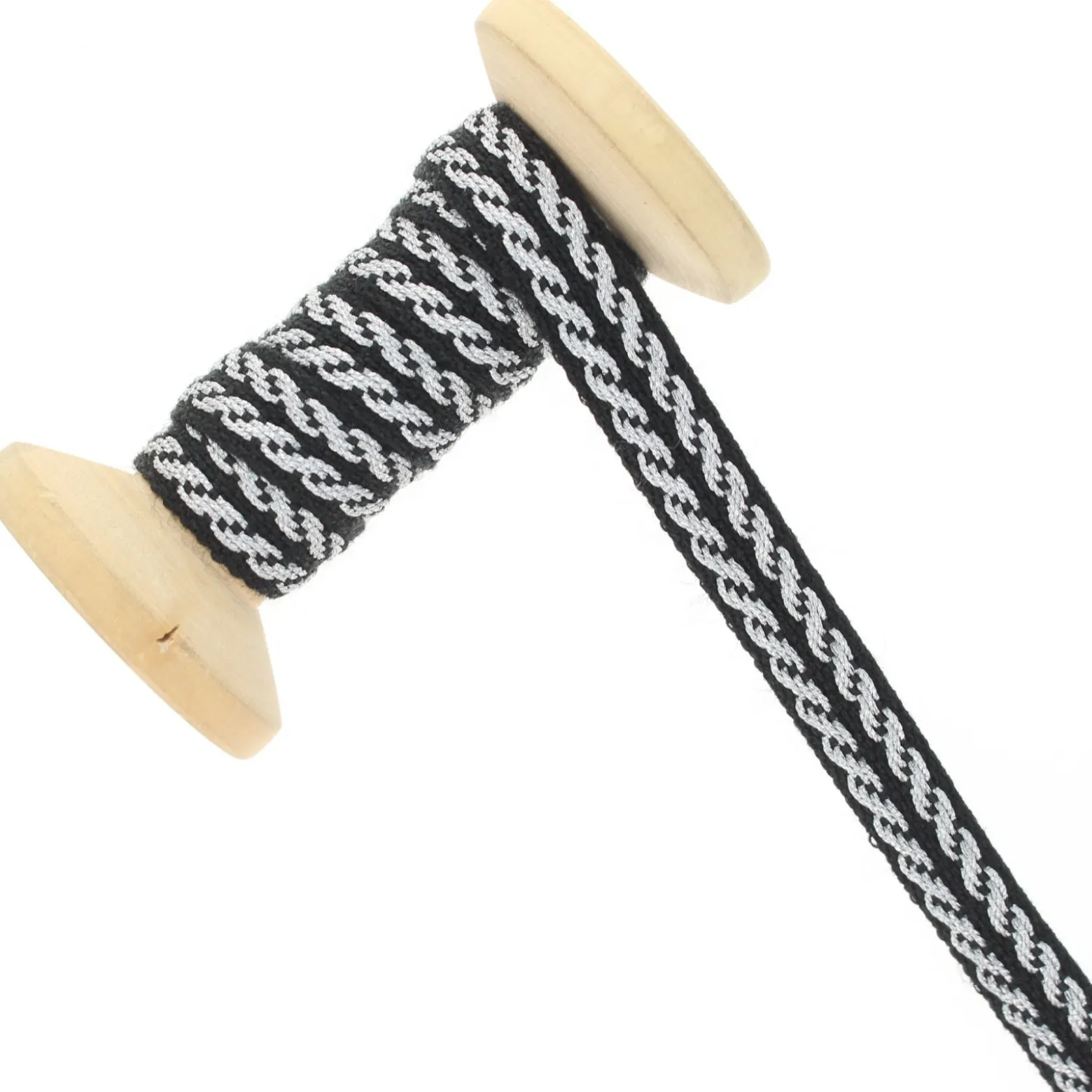 Ruban galon officier métallisé 10 mm - noir / argent