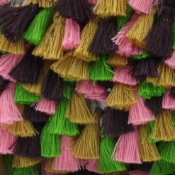 Ruban galon pompons à franges Acapulco - multi naturel x 50cm