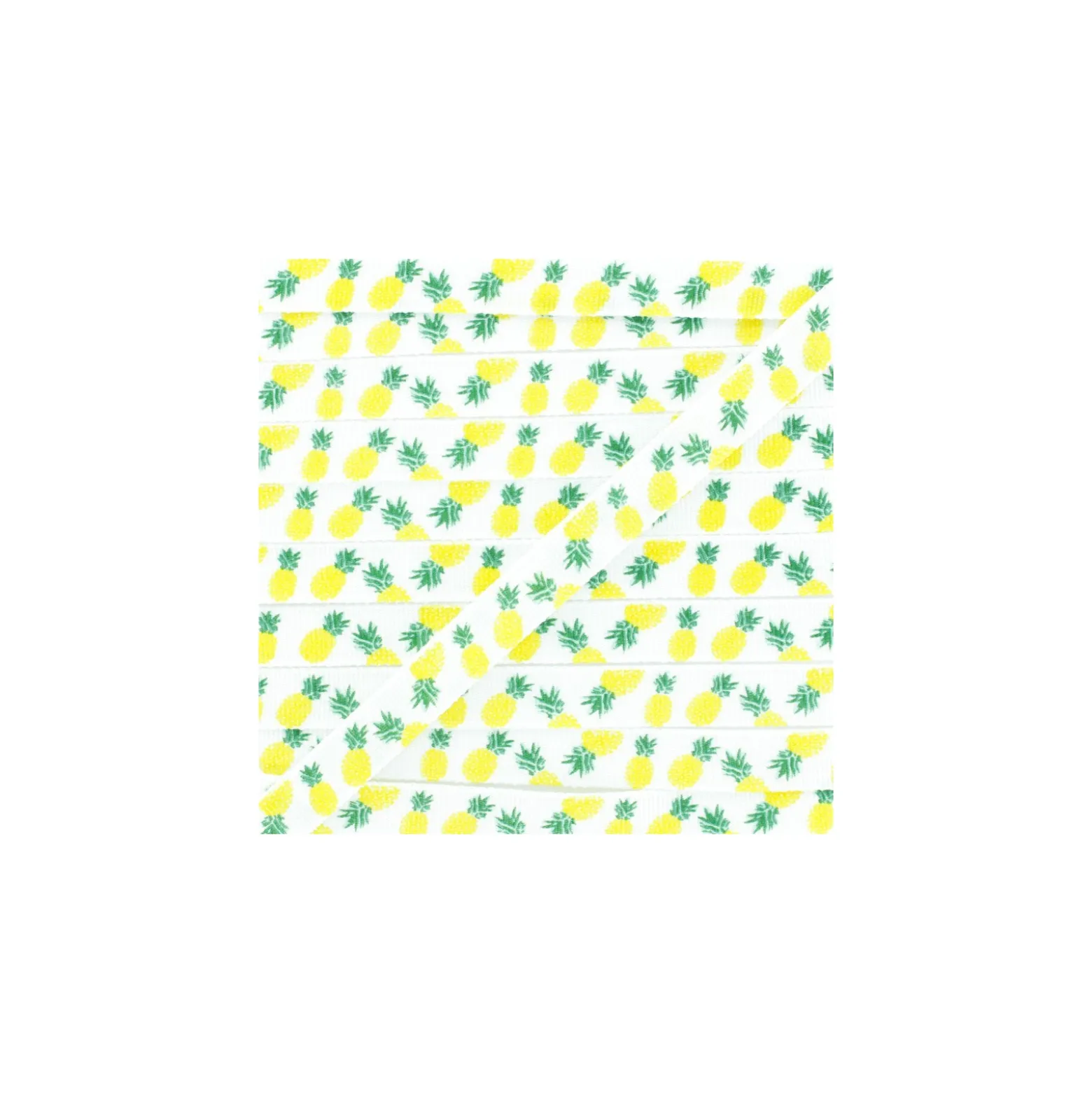 Ruban gros grain Ananas 10 mm - Blanc/Jaune