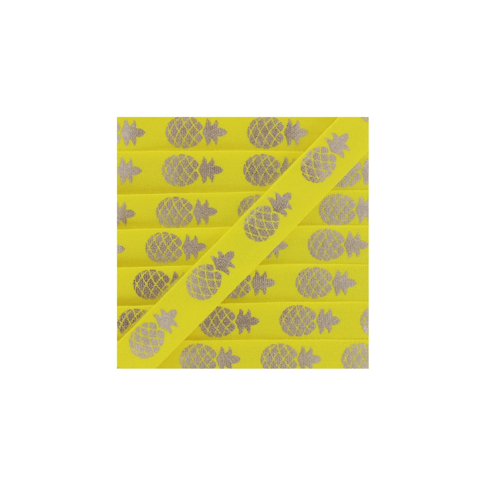 Ruban gros grain Metallic Pineapple - jaune/argent