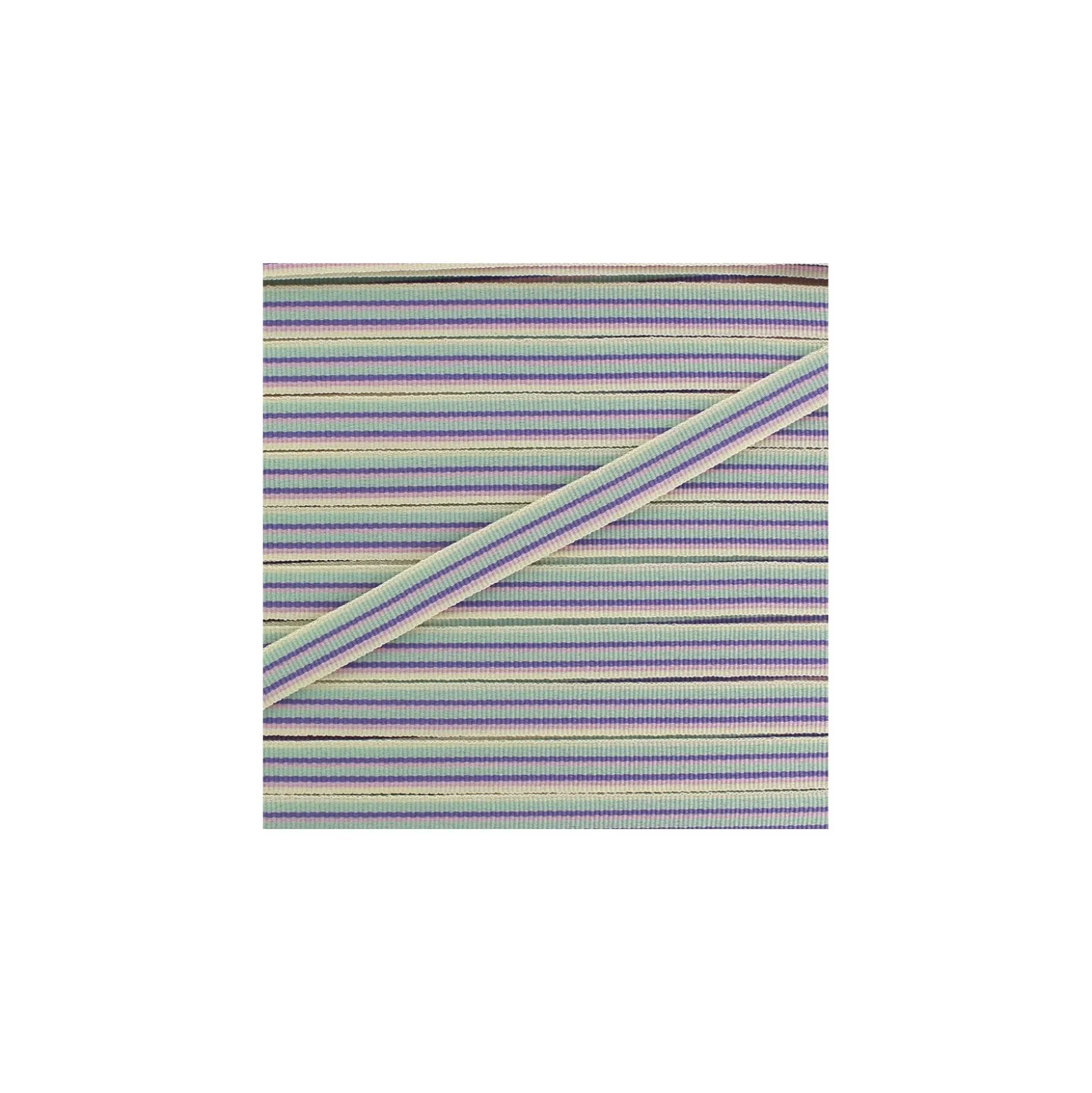 Ruban gros grain Rayures multi 10 mm - mauve