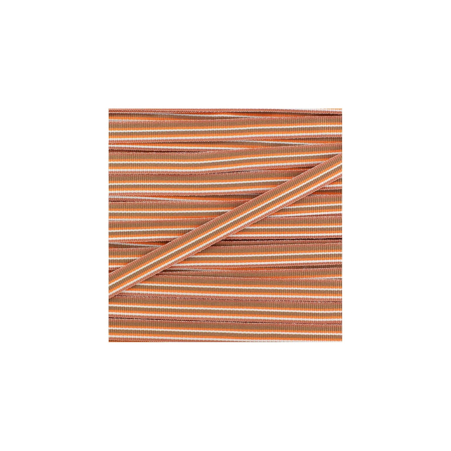 Ruban gros grain Rayures multi 10 mm - orange