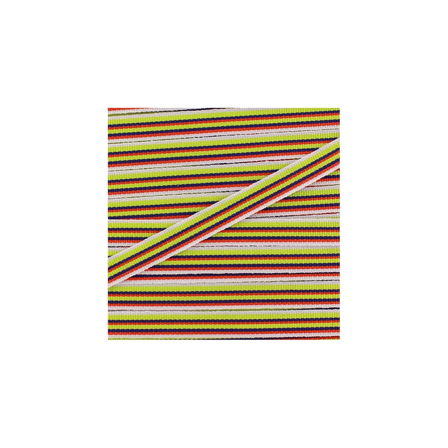 Ruban gros grain Rayures multi 10 mm - anis