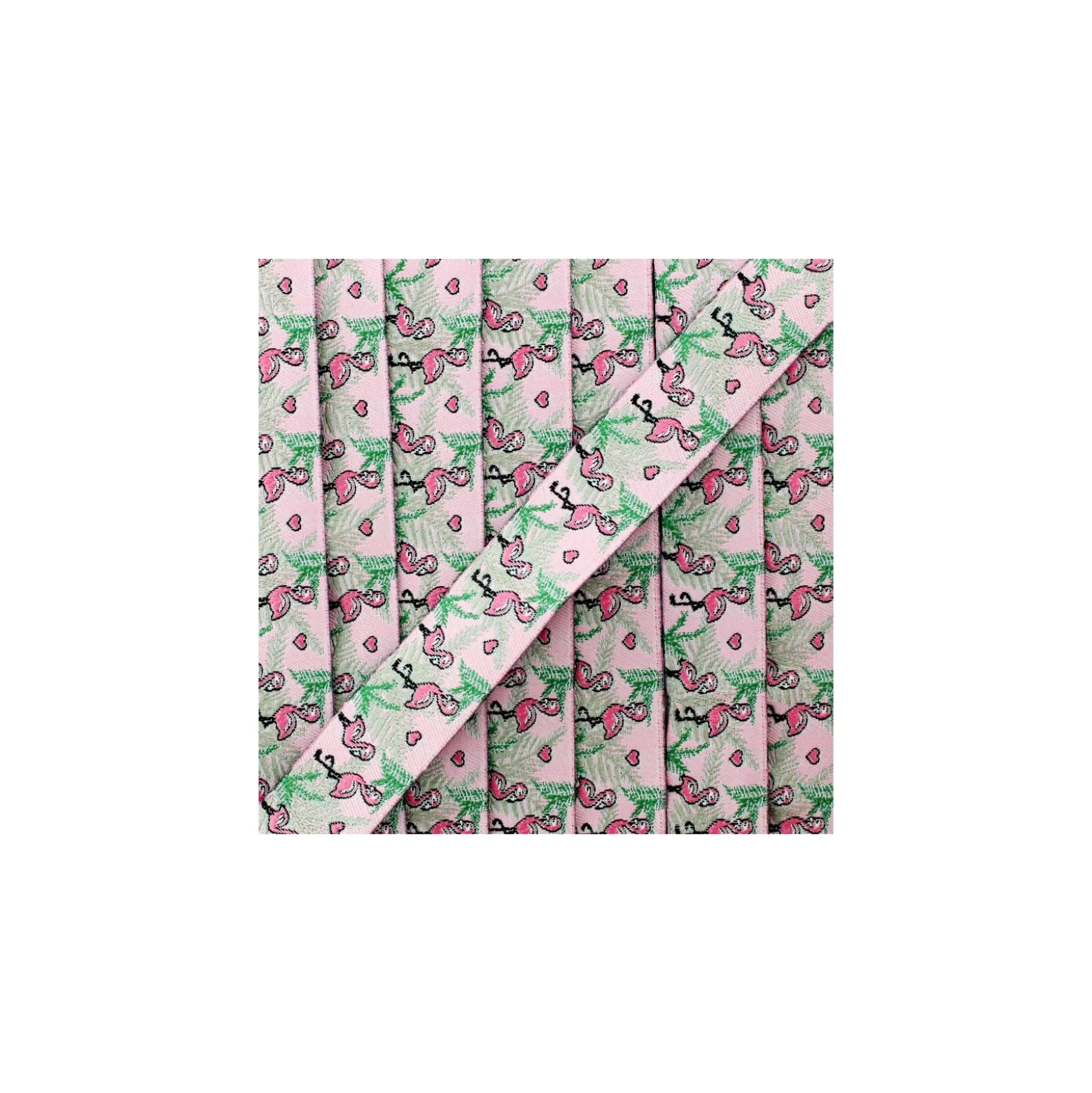 Ruban jacquard flamant rose 20 mm - rose