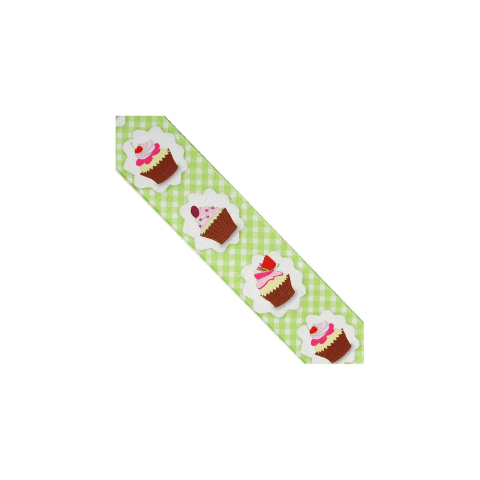 Ruban laitonné Vichy Cupcakes vert