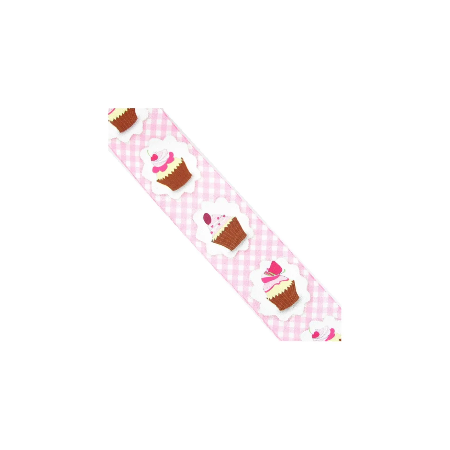 Ruban laitonné Vichy Cupcakes rose