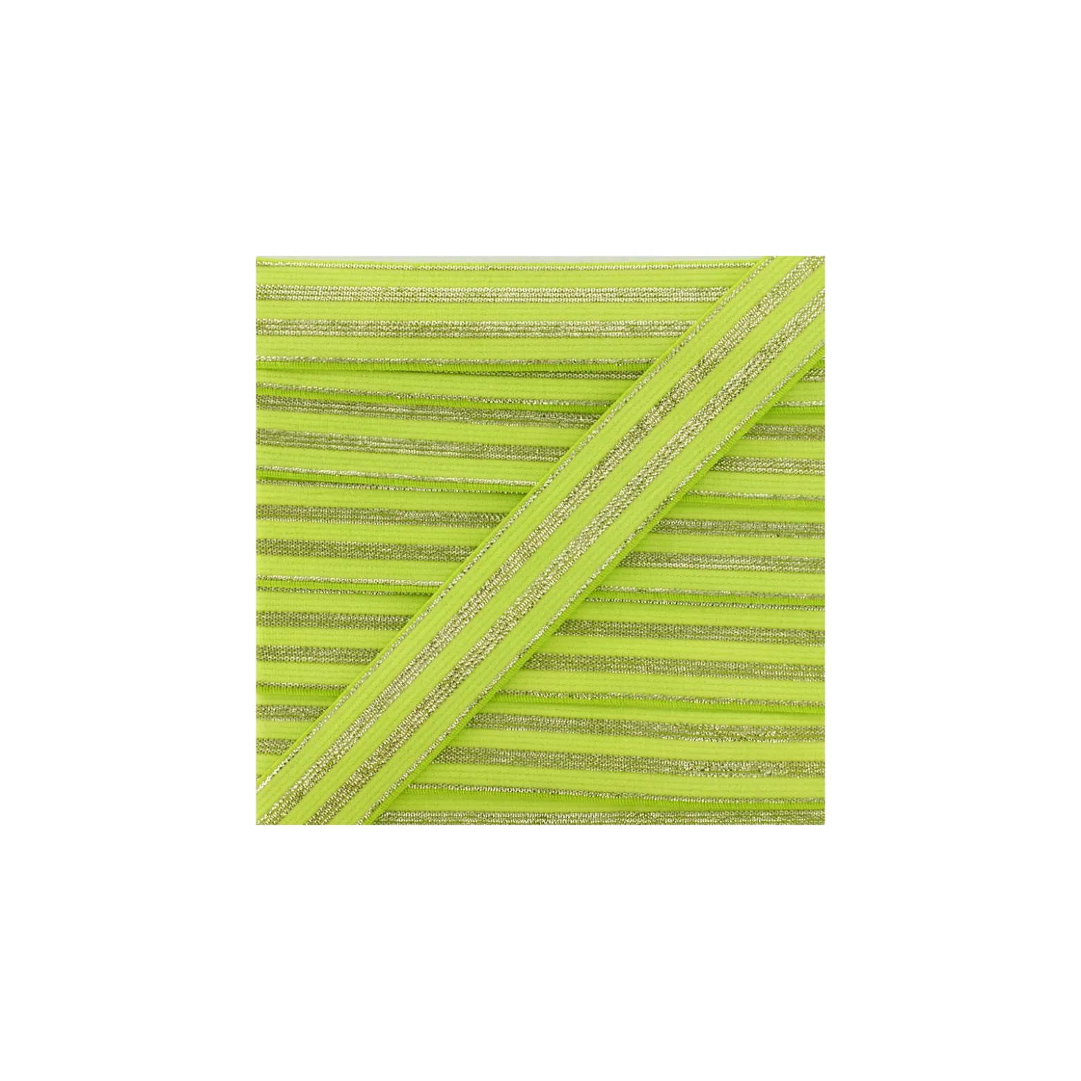 Ruban Élastique Rayé Lurex Louis 20 mm - Vert Anis