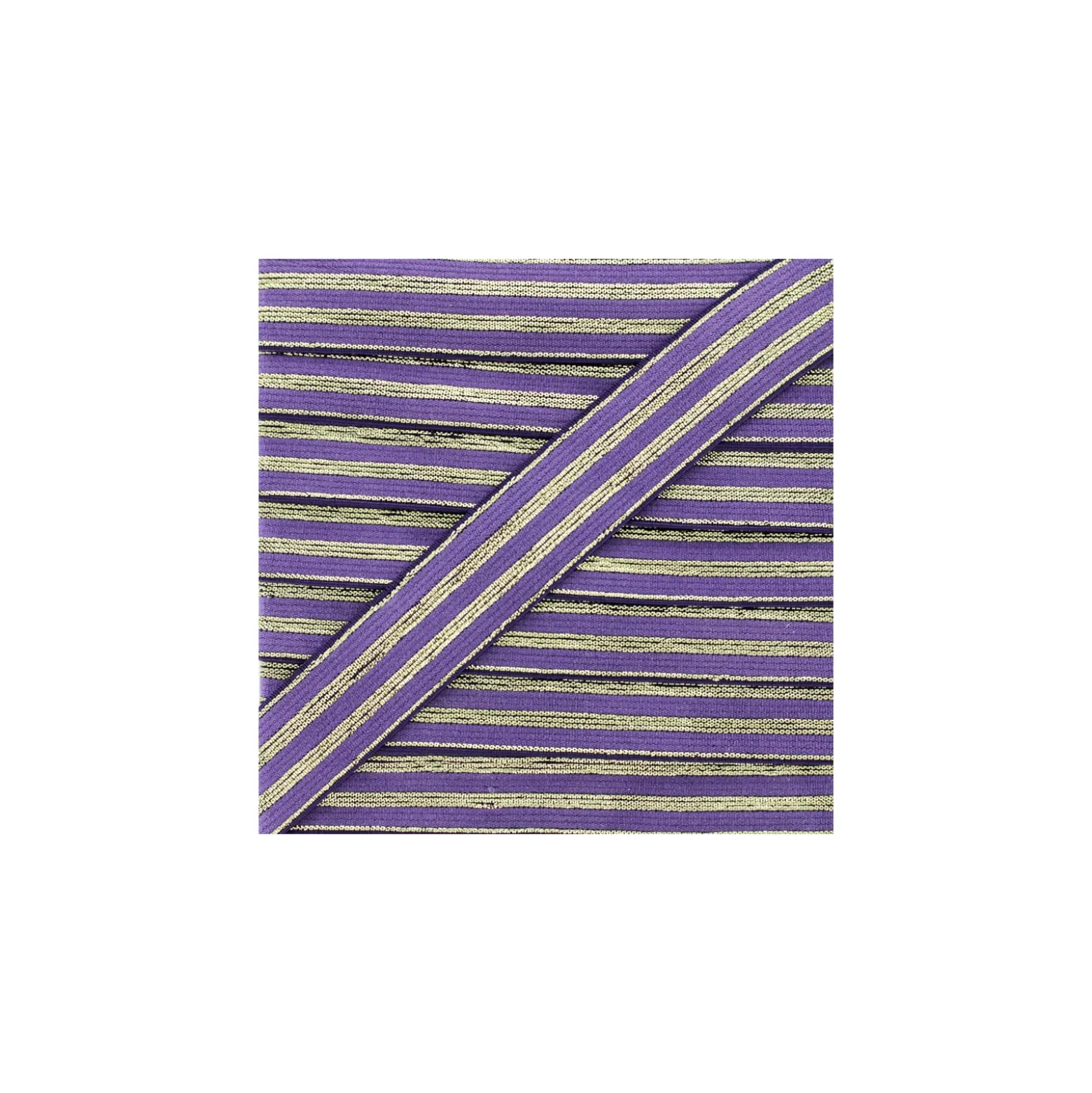Ruban Élastique Rayé Lurex Louis 20 mm - Violet