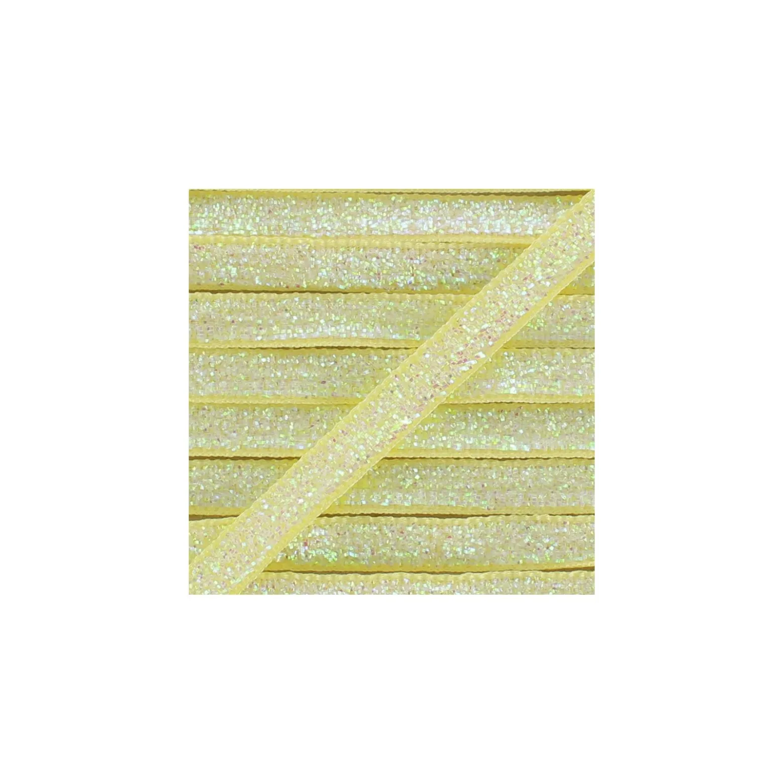 Ruban paillettes irisées 5mm - jaune clair