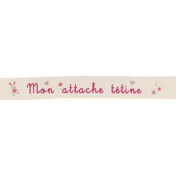 Ruban sergé Mon attache tétine - turquoise sur fond écru x 35cm