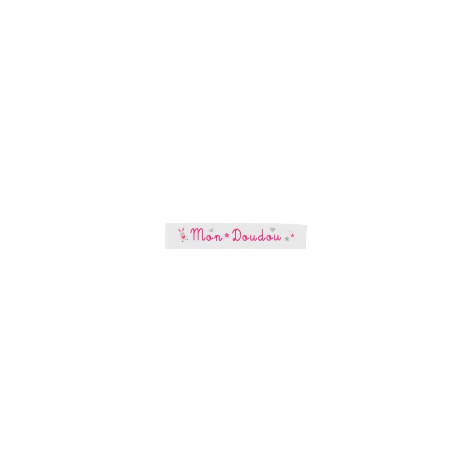 Ruban sergé Mon doudou - fuchsia sur fond blanc x 25cm