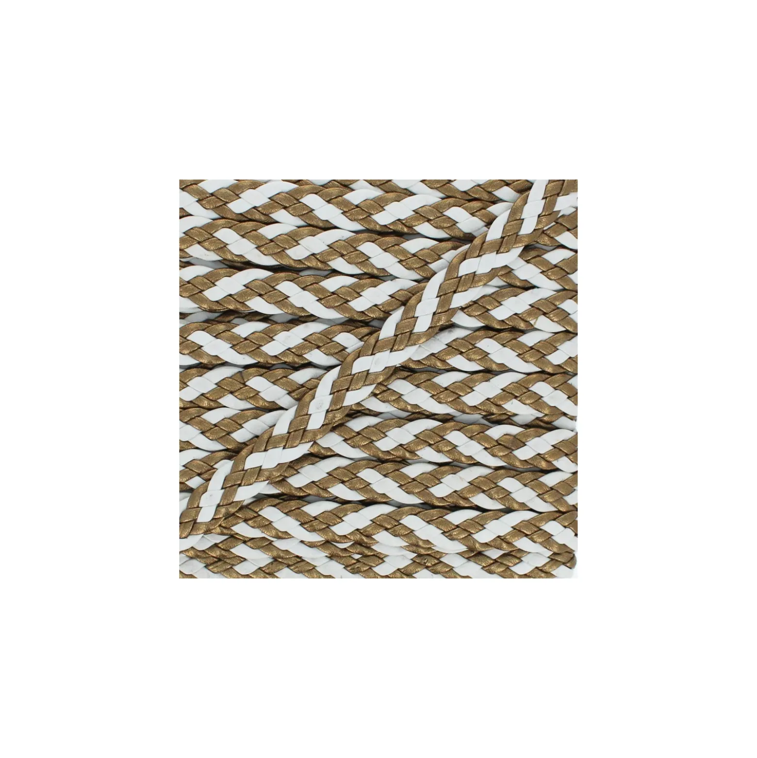 Ruban Tressé Alesia 11 mm - Blanc/Bronze x 50cm