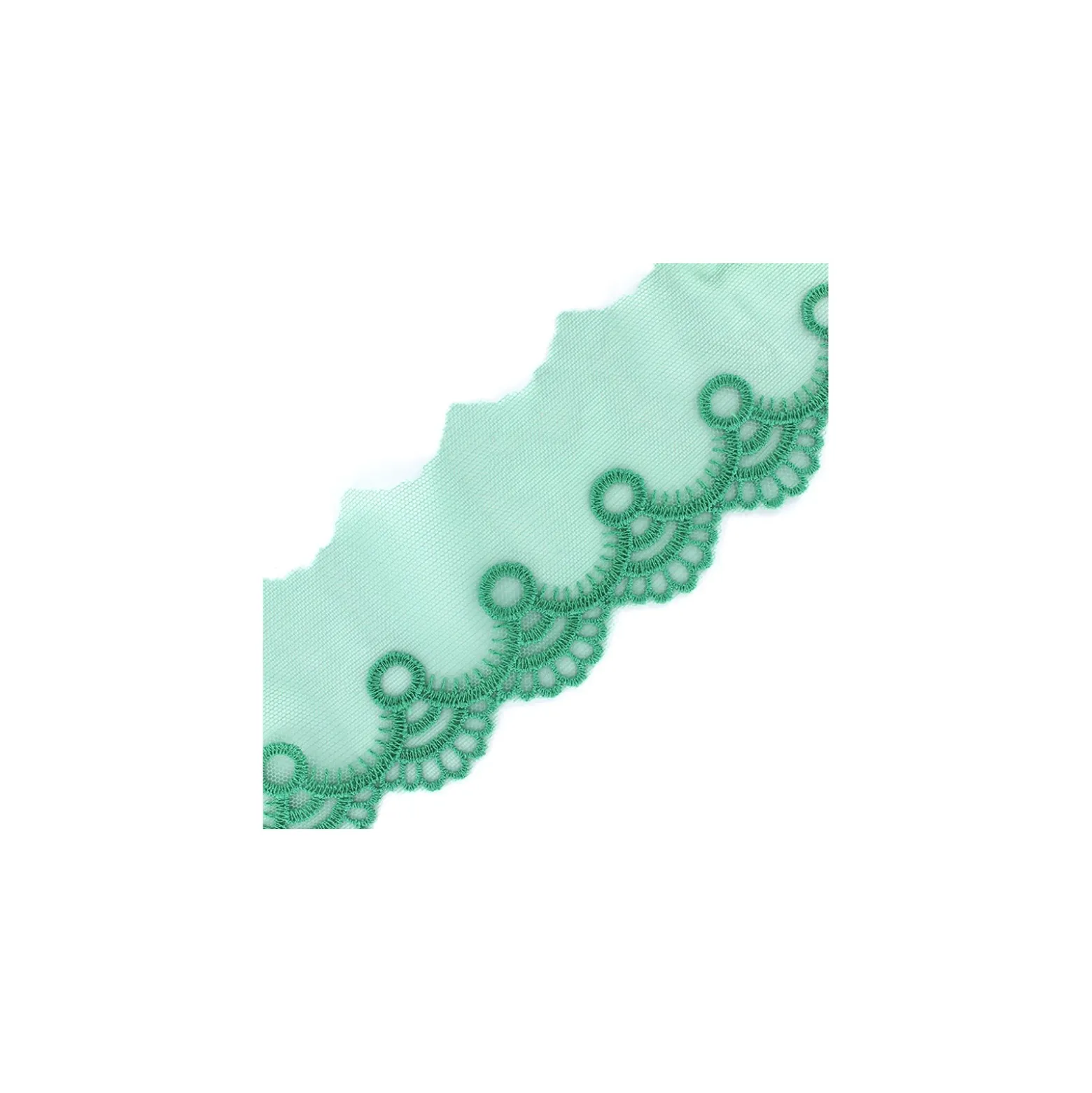 Ruban Tulle brodé Adaya - vert