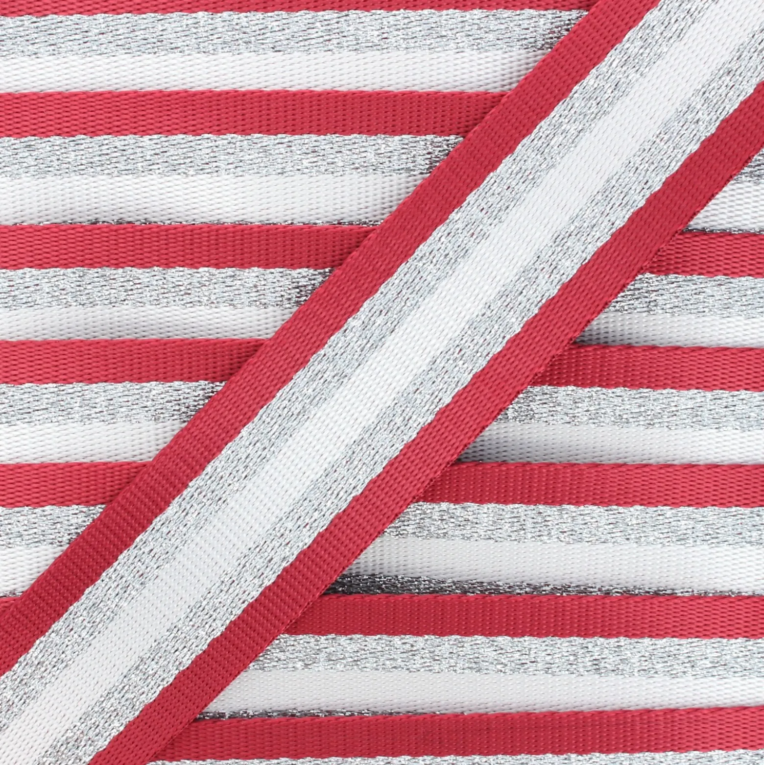 Sangle lurex Raya argenté 38 mm - rouge