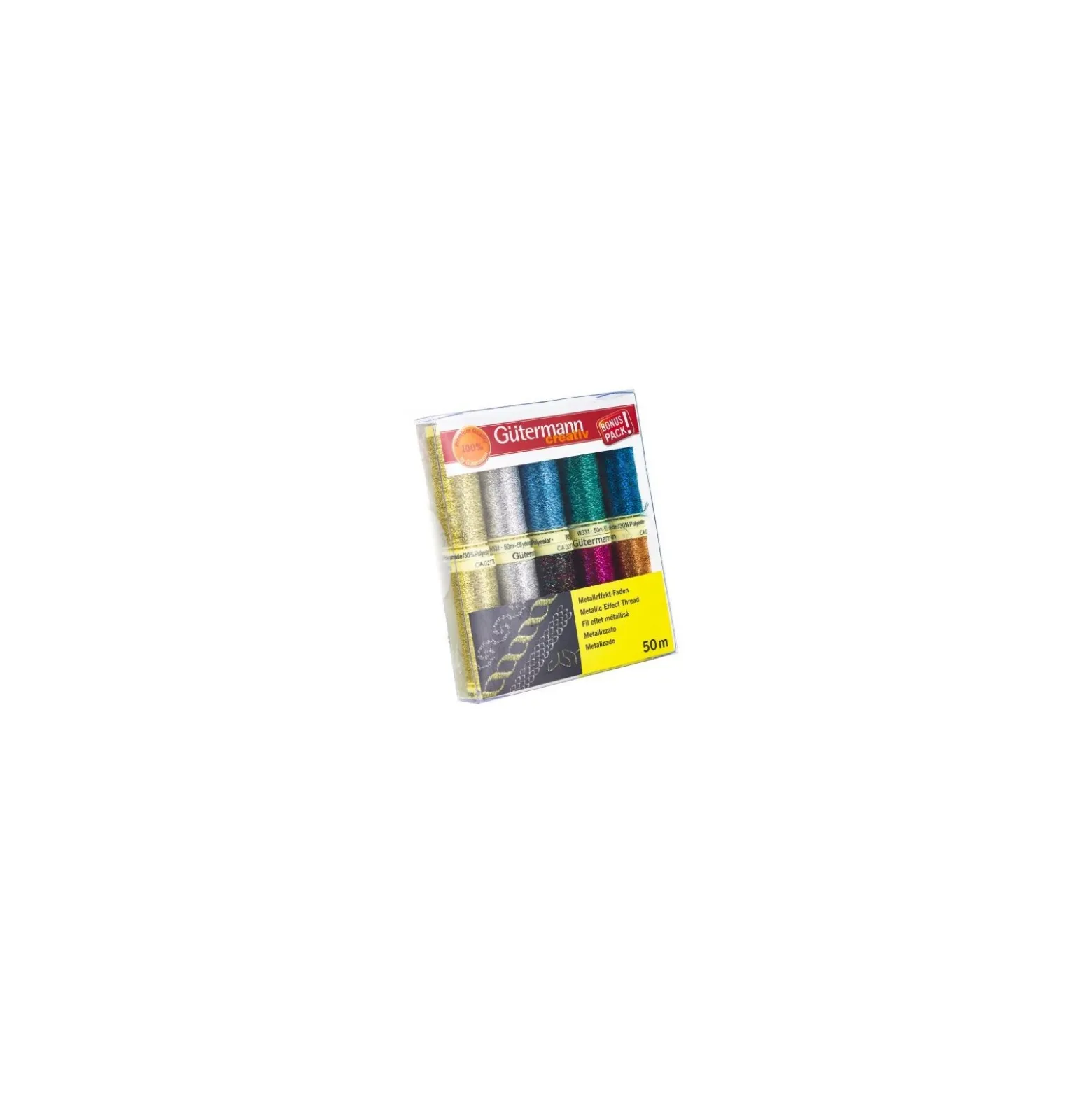 Set de 10 bobines de Fil à coudre effet métallisé Gutermann 50m - Multicolore