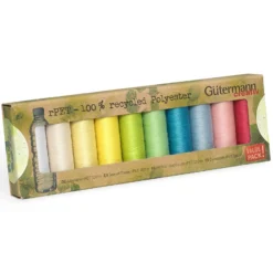 Set de 10 bobines de Fil à Coudre Polyester Recyclé Gutermann 100m - Tons pastel