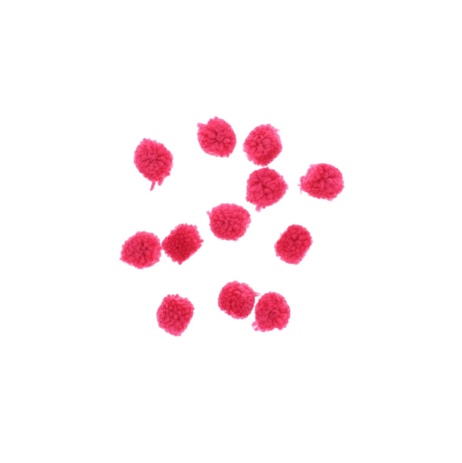 Set de 12 pompons bouclés 25mm - Fuchsia