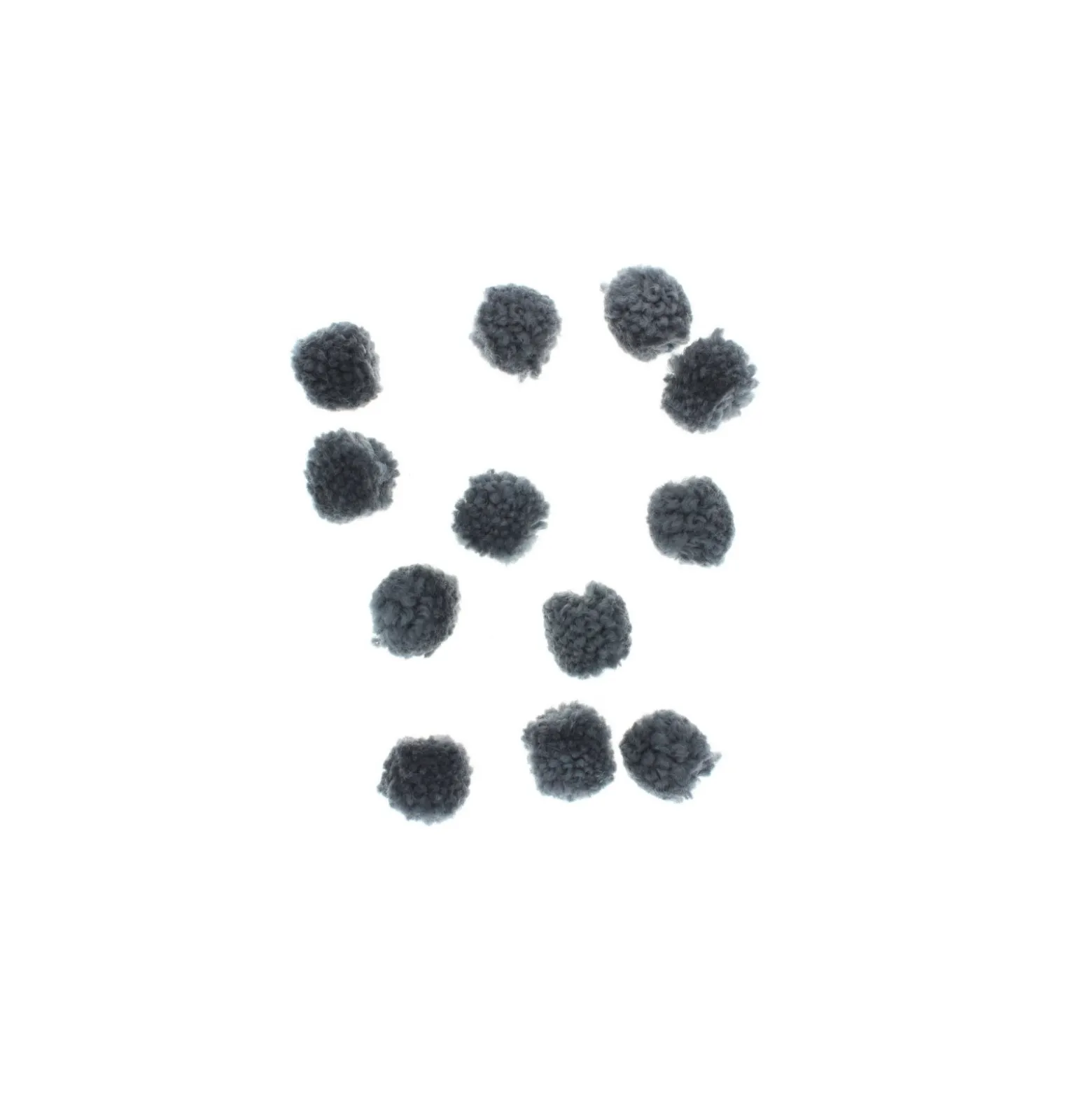 Set de 12 pompons bouclés 25mm - gris