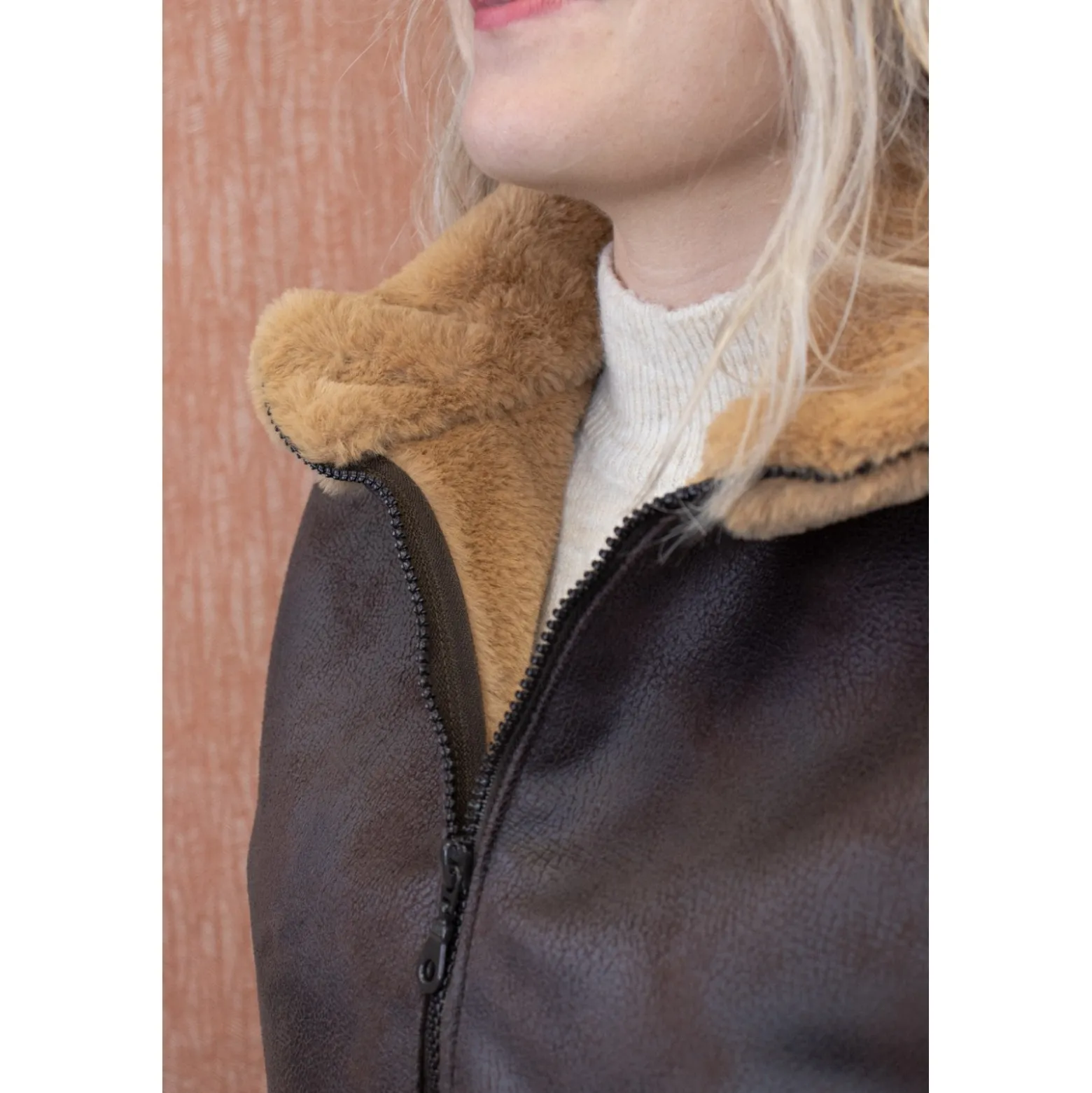 Simili cuir envers fourrure Aviator - marron/caramel