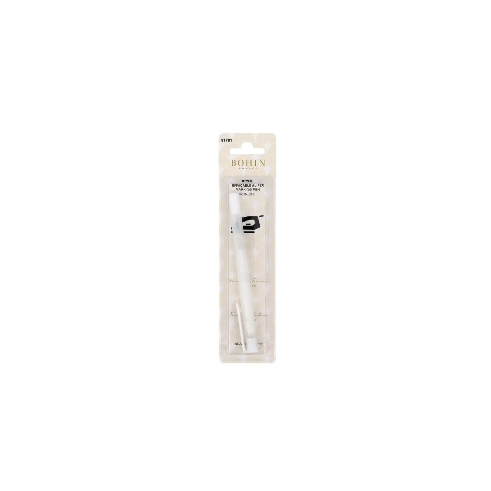 Stylo spécial tissu effaçable au fer Bohin - blanc