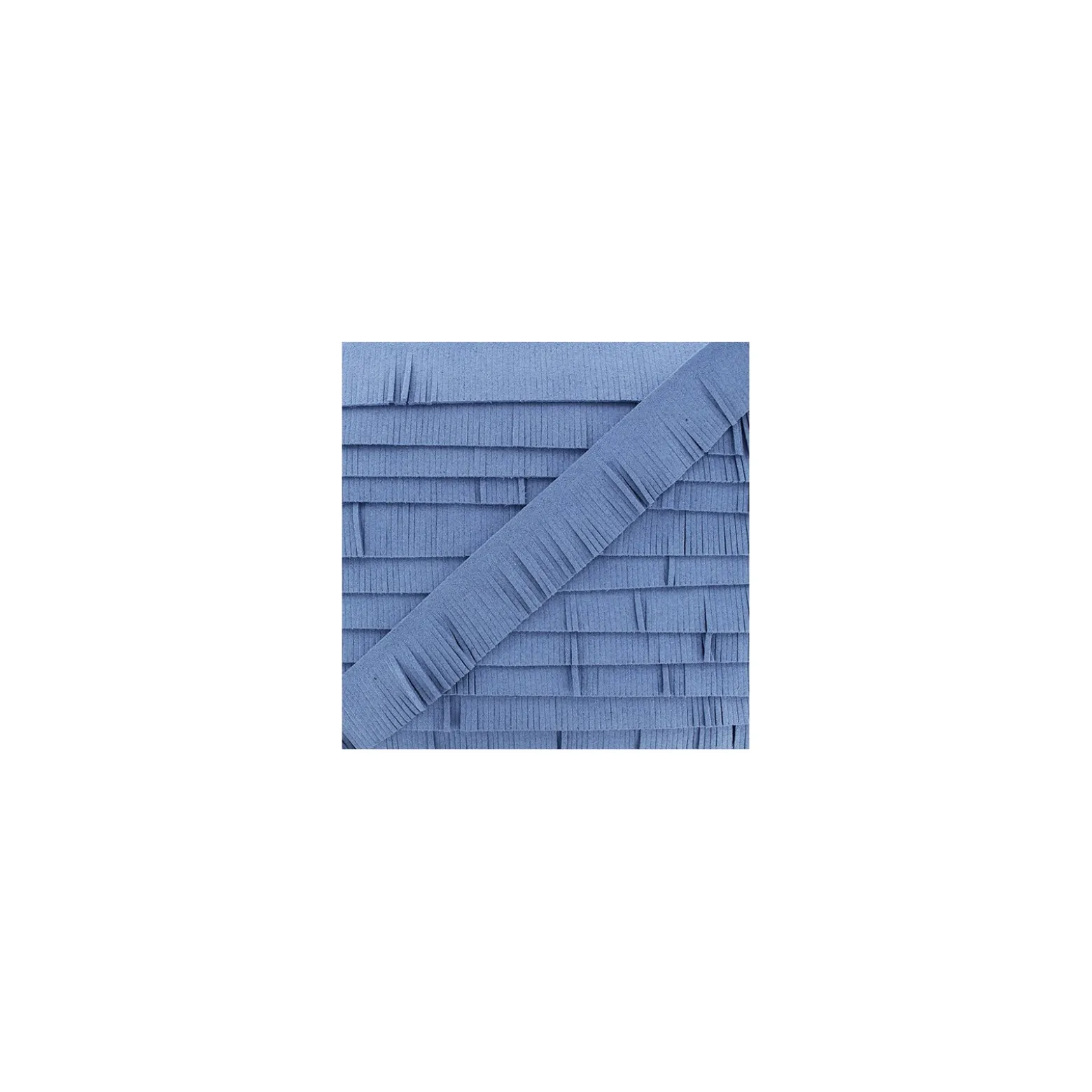 Suédine en Franges - bleu denim x 50cm