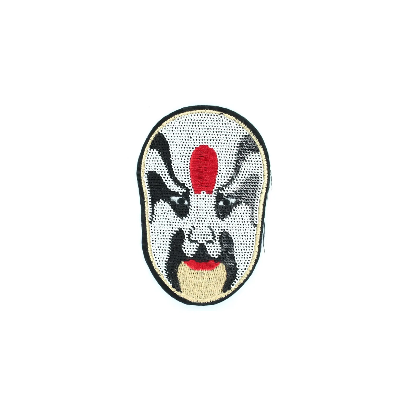 ♥ Thermocollant Masque Paillettes blanc 6.5x8.5cm ♥