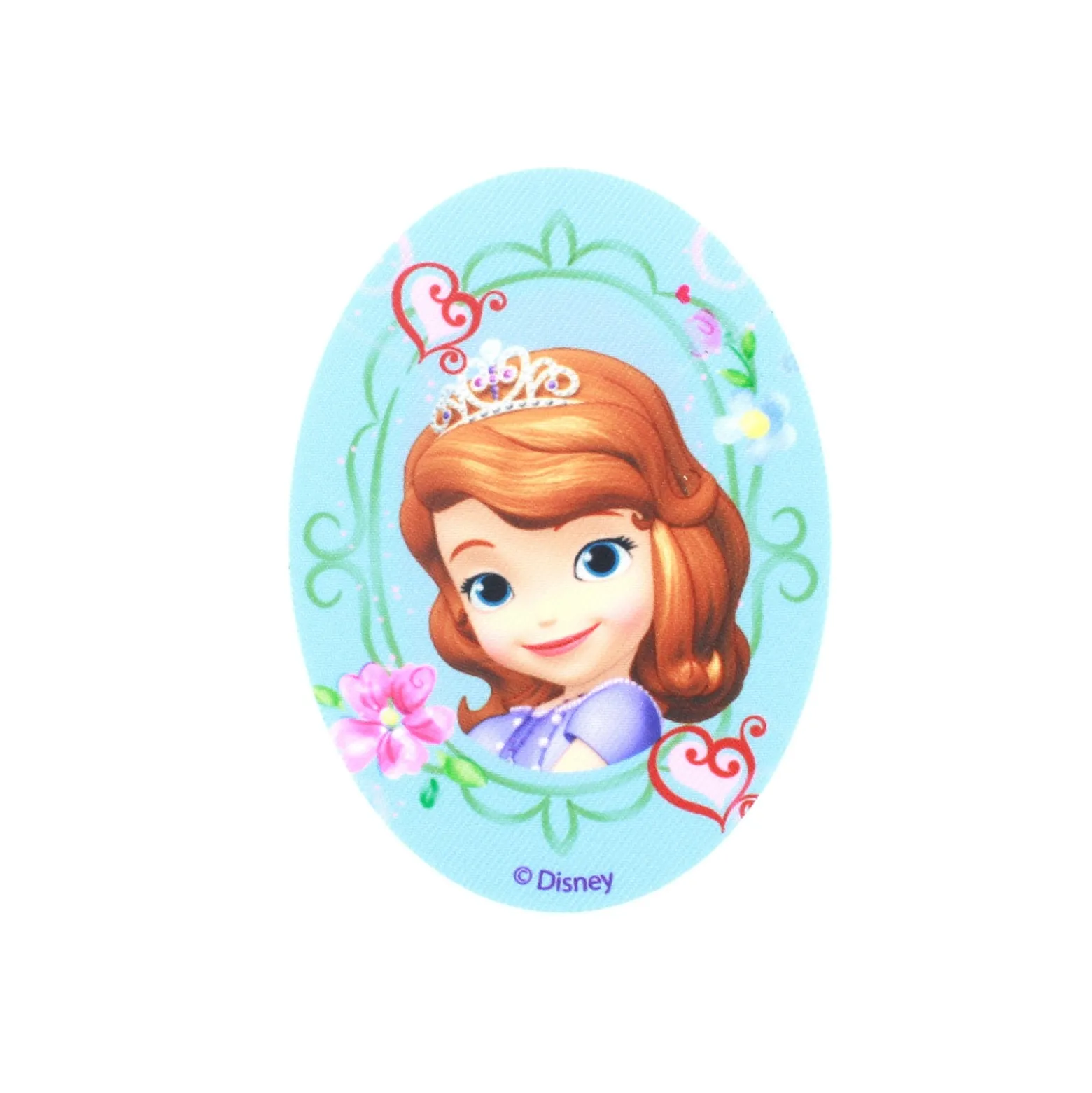 ♥ Thermocollant Toile ovale Princesse Sofia Fleurs et Coeurs ♥