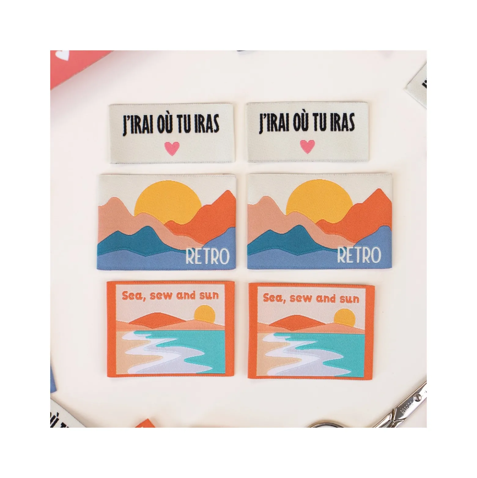 Étiquettes tissées à coudre - Voyage voyage (lot de 6)